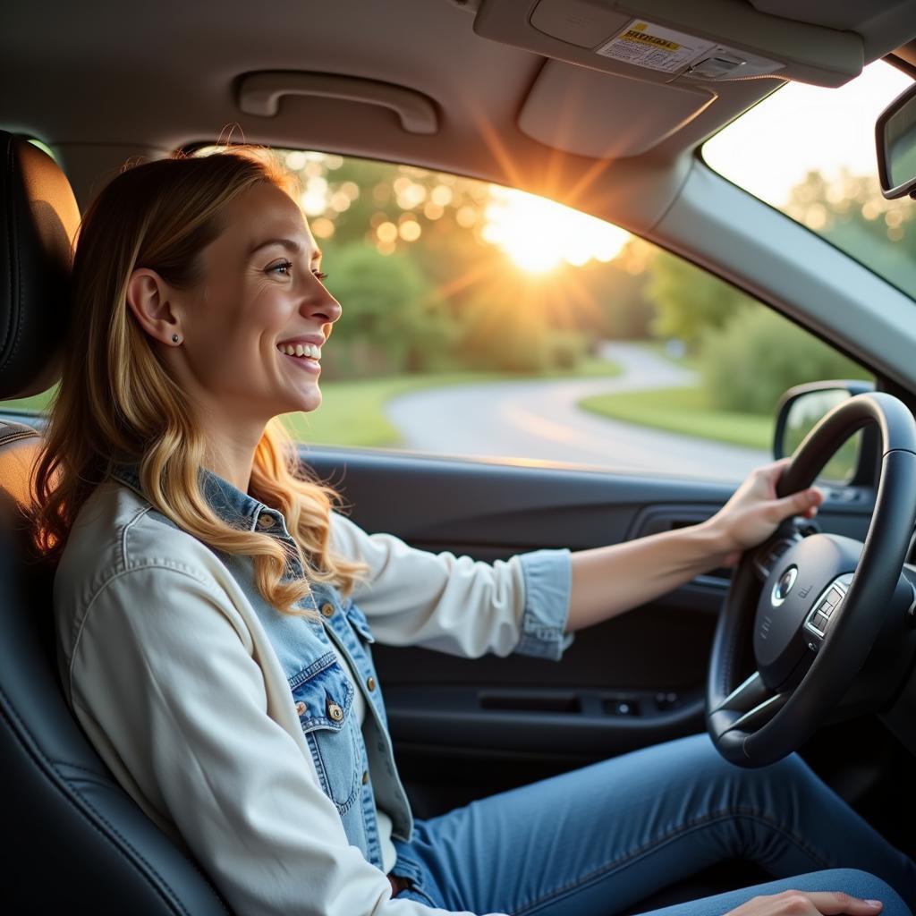 Happy Driver in a Cool Car