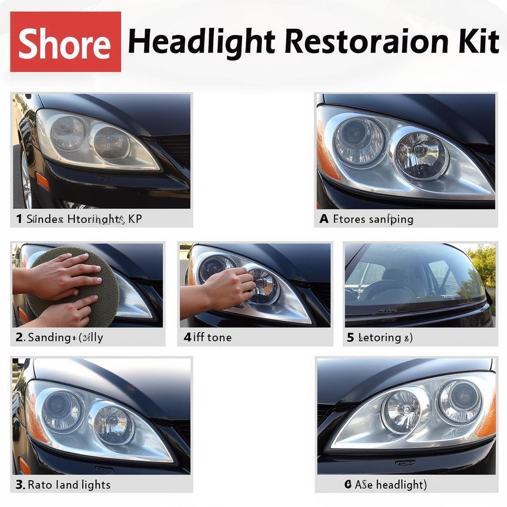 Headlight restoration process using a restoration kit