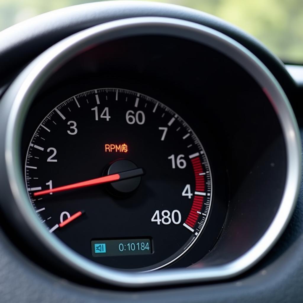 Car Dashboard Showing High RPMs