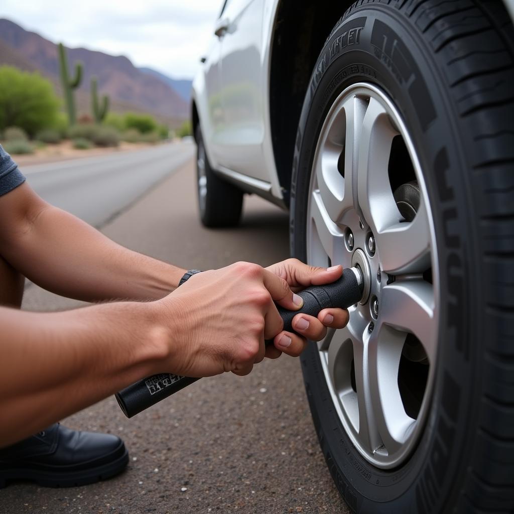 Home Mechanic Changing Tire Tucson