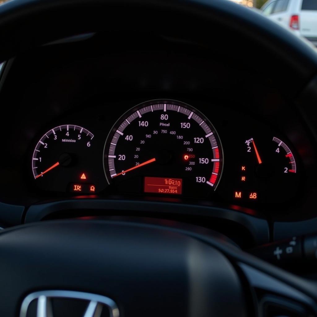 Honda dashboard showing maintenance required light