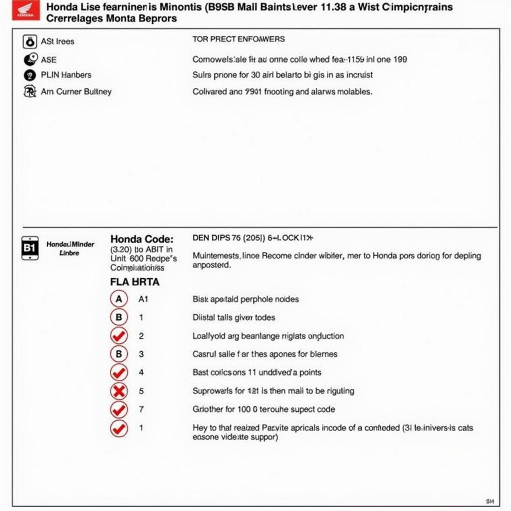 Honda Maintenance Minder Codes