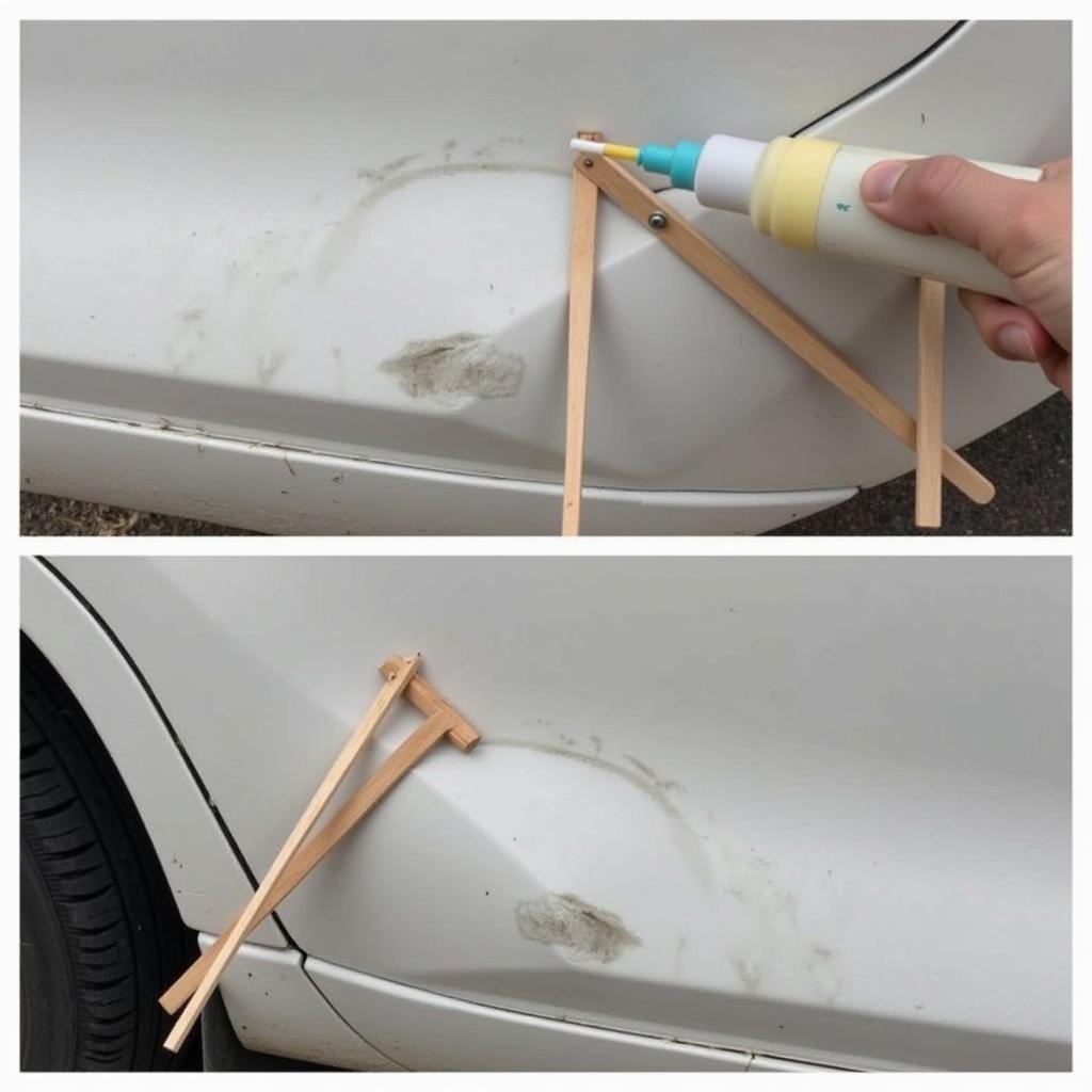 Hot Glue and Dowels Dent Repair Method