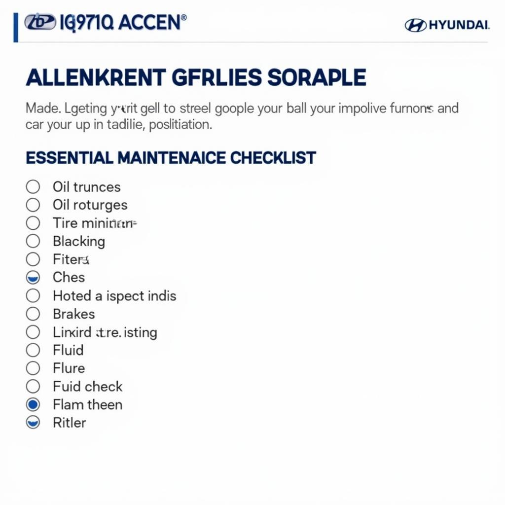 Hyundai Accent Maintenance Checklist