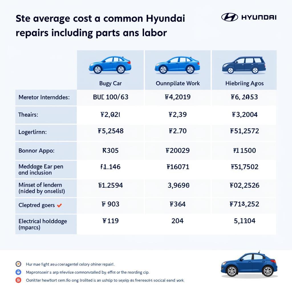 Hyundai Car Repair Costs Breakdown