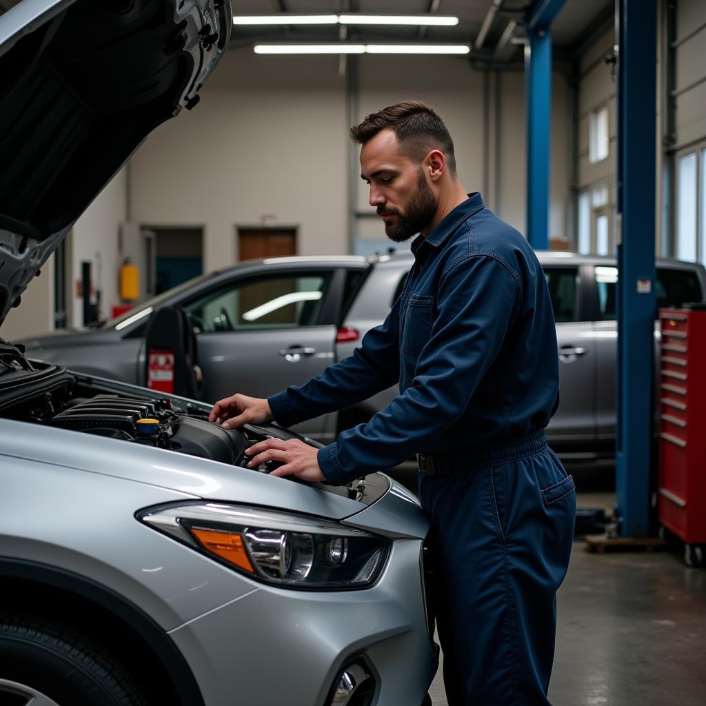 Independent Mechanic Working in a Garage