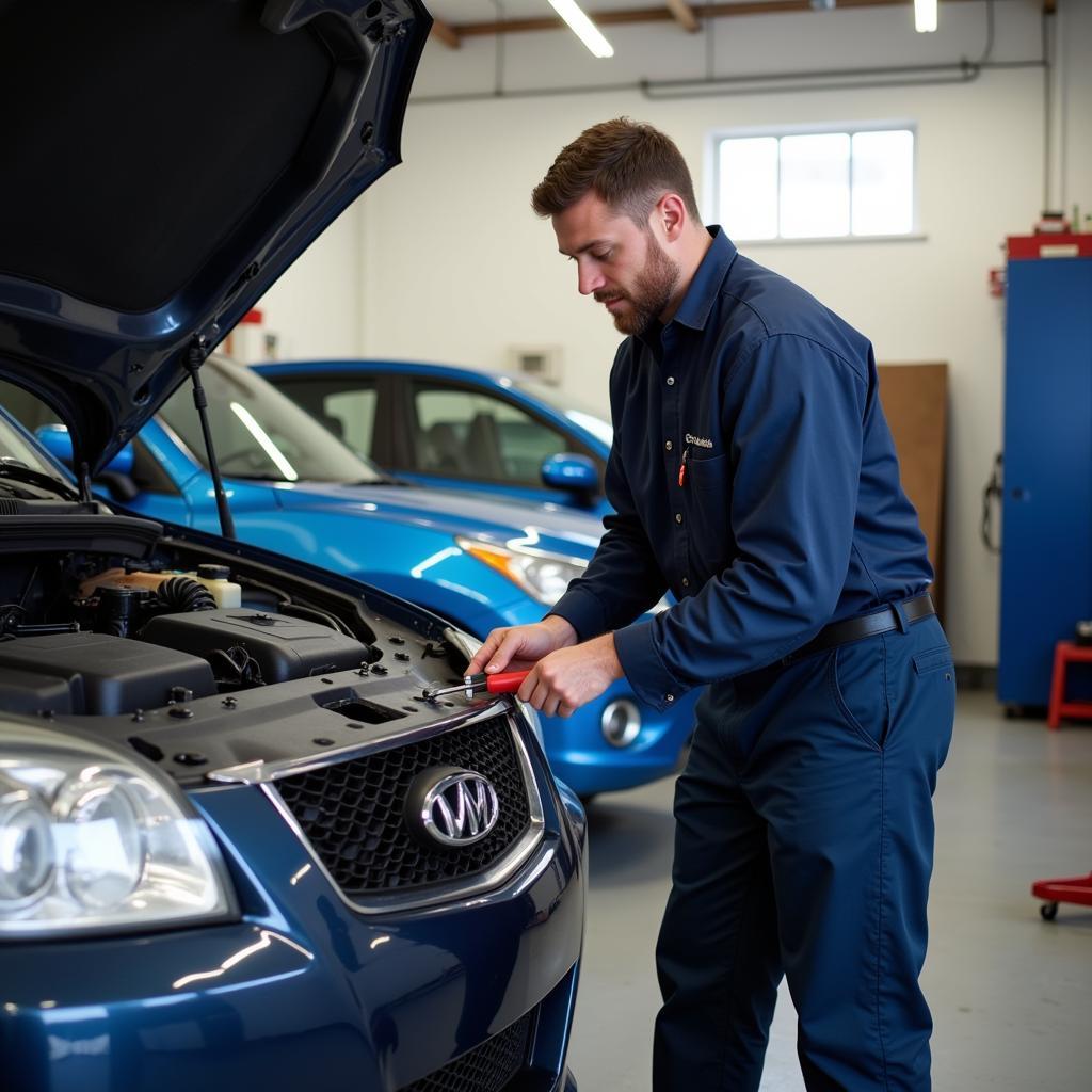 Independent Mechanic Servicing a Vehicle