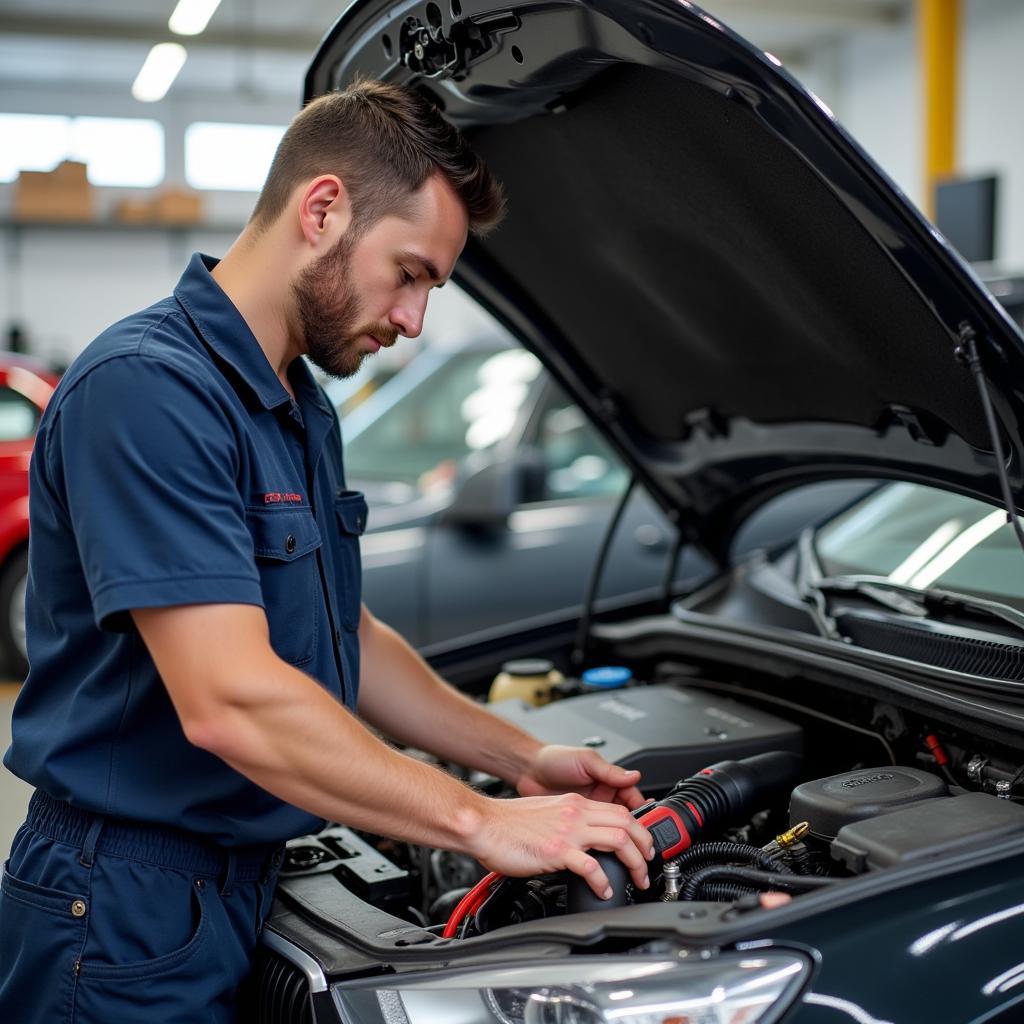 Independent Mechanic Repairing Car AC