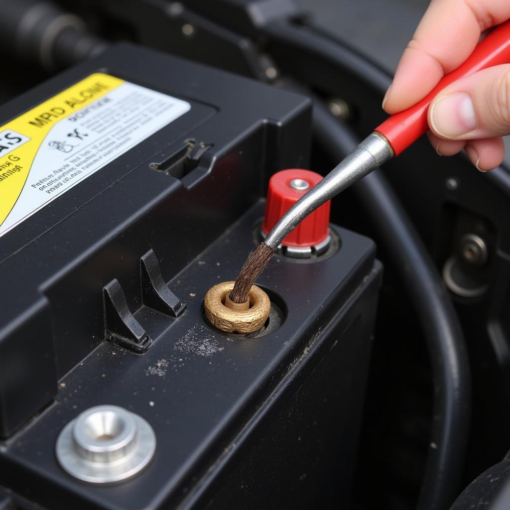 Inspecting Car Battery Terminals