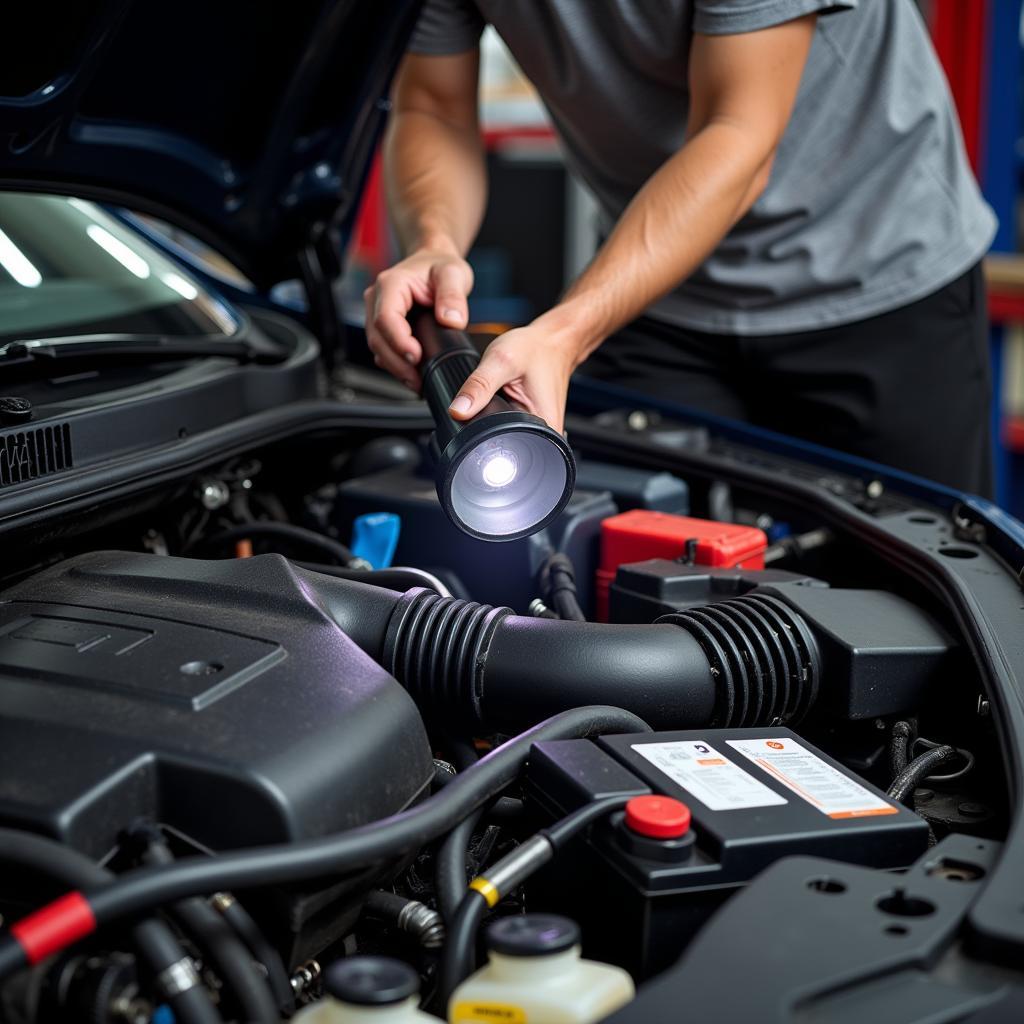 Inspecting Car Engine for Potential Problems