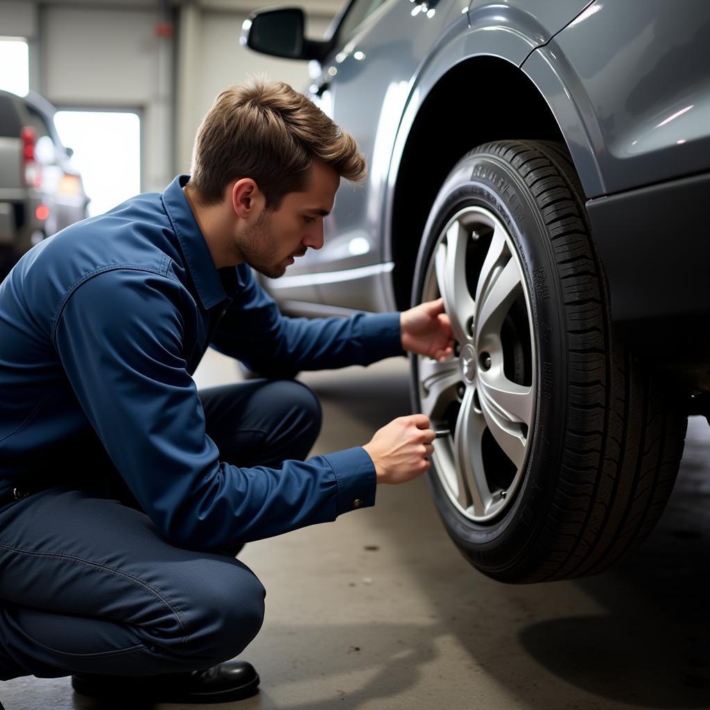 Image of Inspecting Car Tires