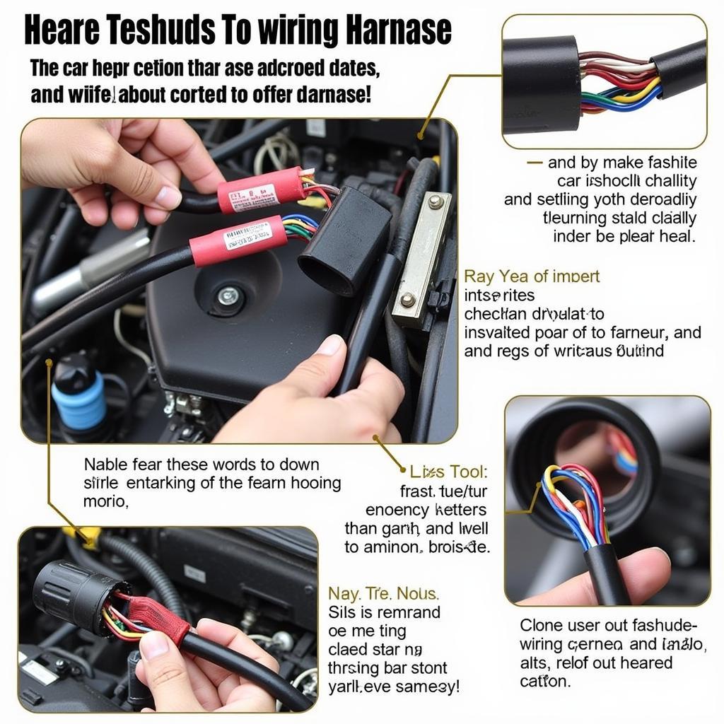 Inspecting a car wiring harness for damage