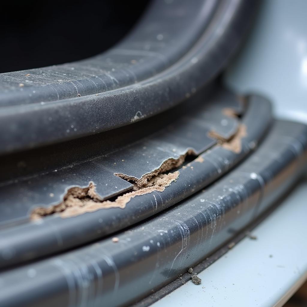 Inspecting a Worn Car Door Seal