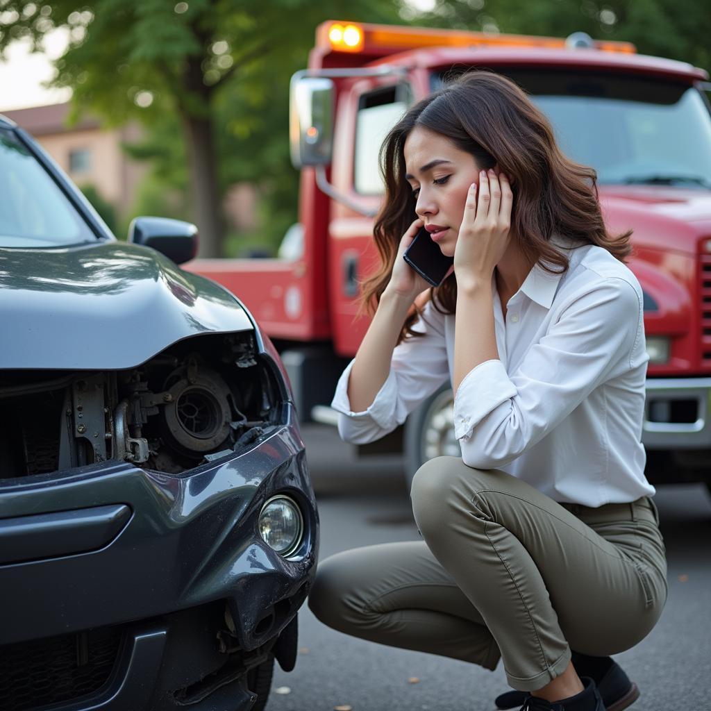 Frustrated Driver Waiting for Car Repair After Insurance Claim