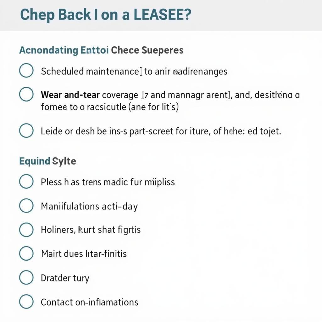 Lease Car Maintenance Agreement Checklist