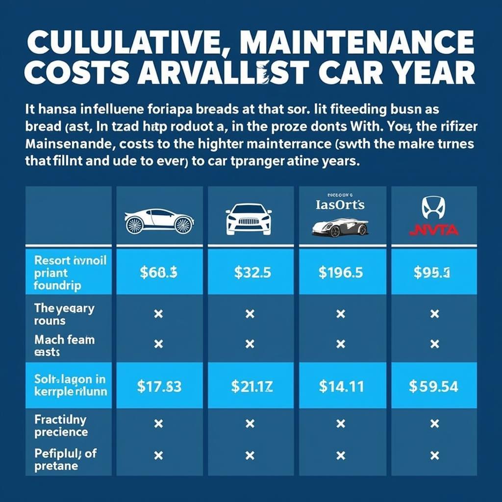 Long-term car maintenance cost comparison across different brands.