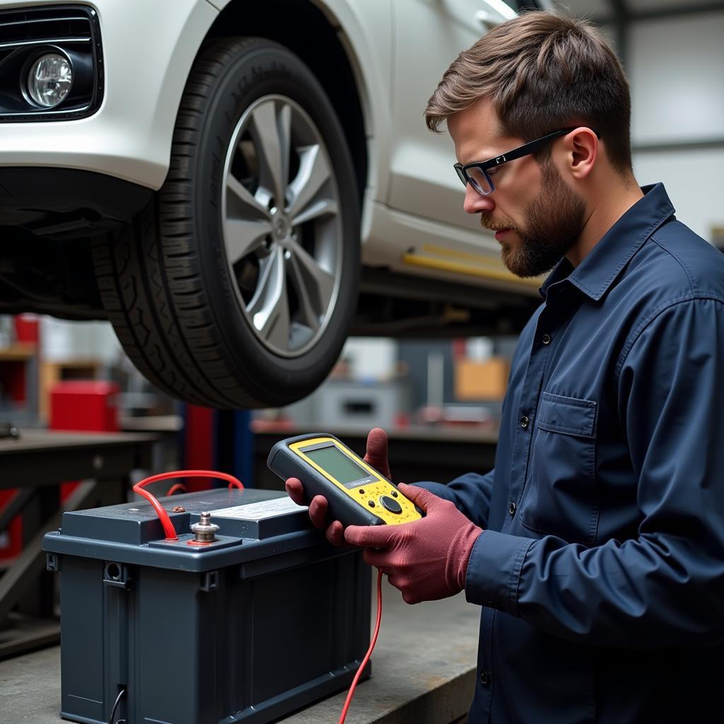 Louisville Mechanic Checking Car Battery