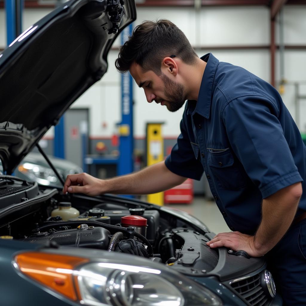 Louisville Mechanic Working on Car