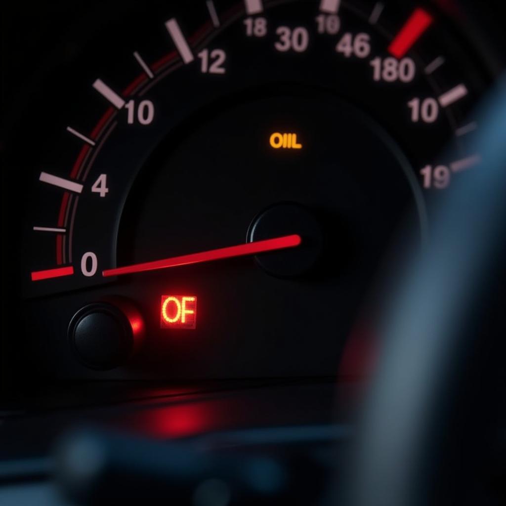 Low Oil Pressure Warning Light on Car Dashboard