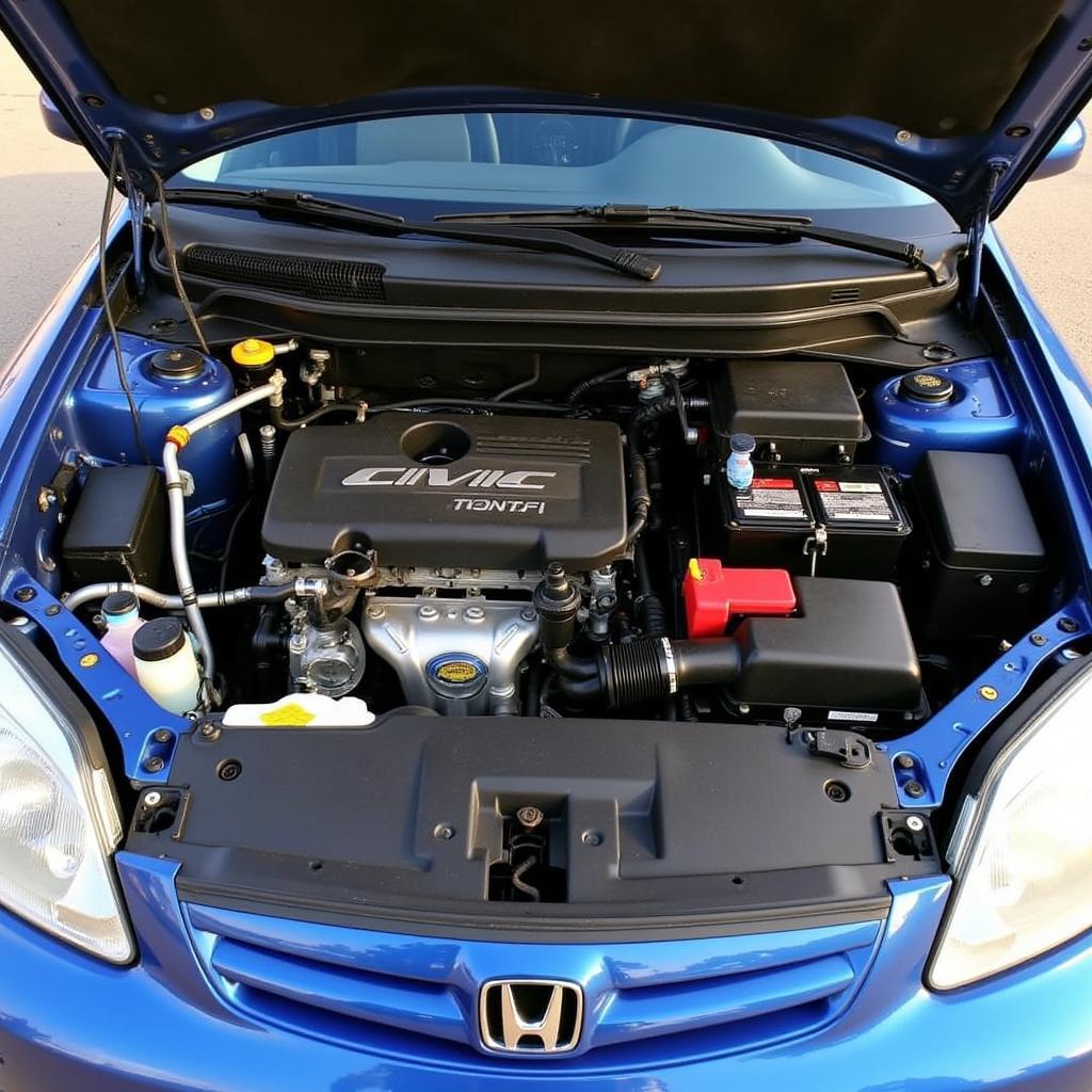 Clean and organized engine bay of a low maintenance car