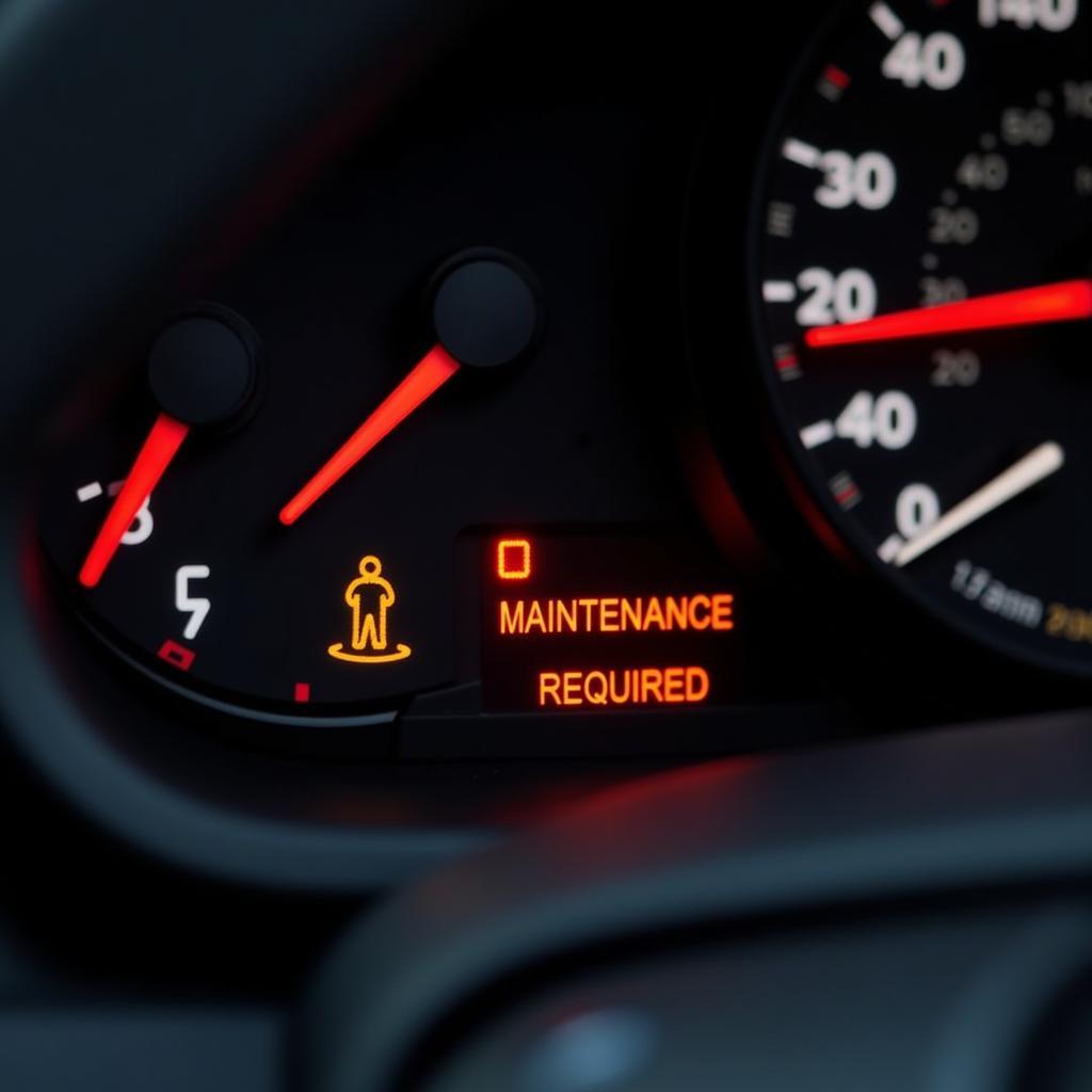 Car Dashboard Showing Maintenance Required Light