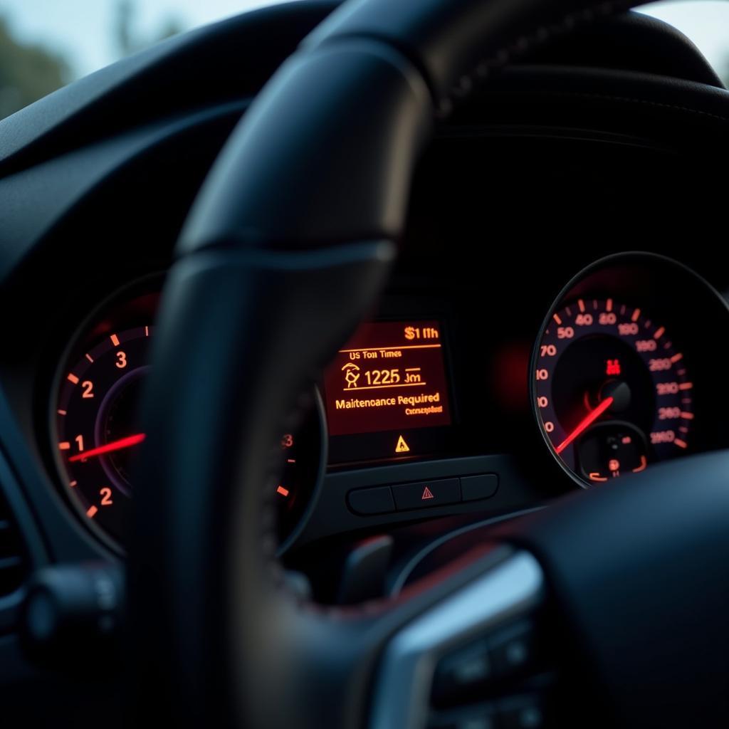 Car Dashboard Showing Maintenance Required Light