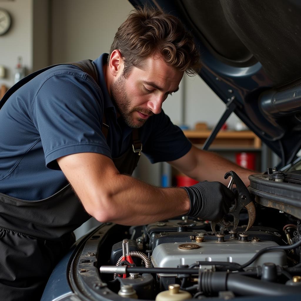 Man Fixing Car Engine