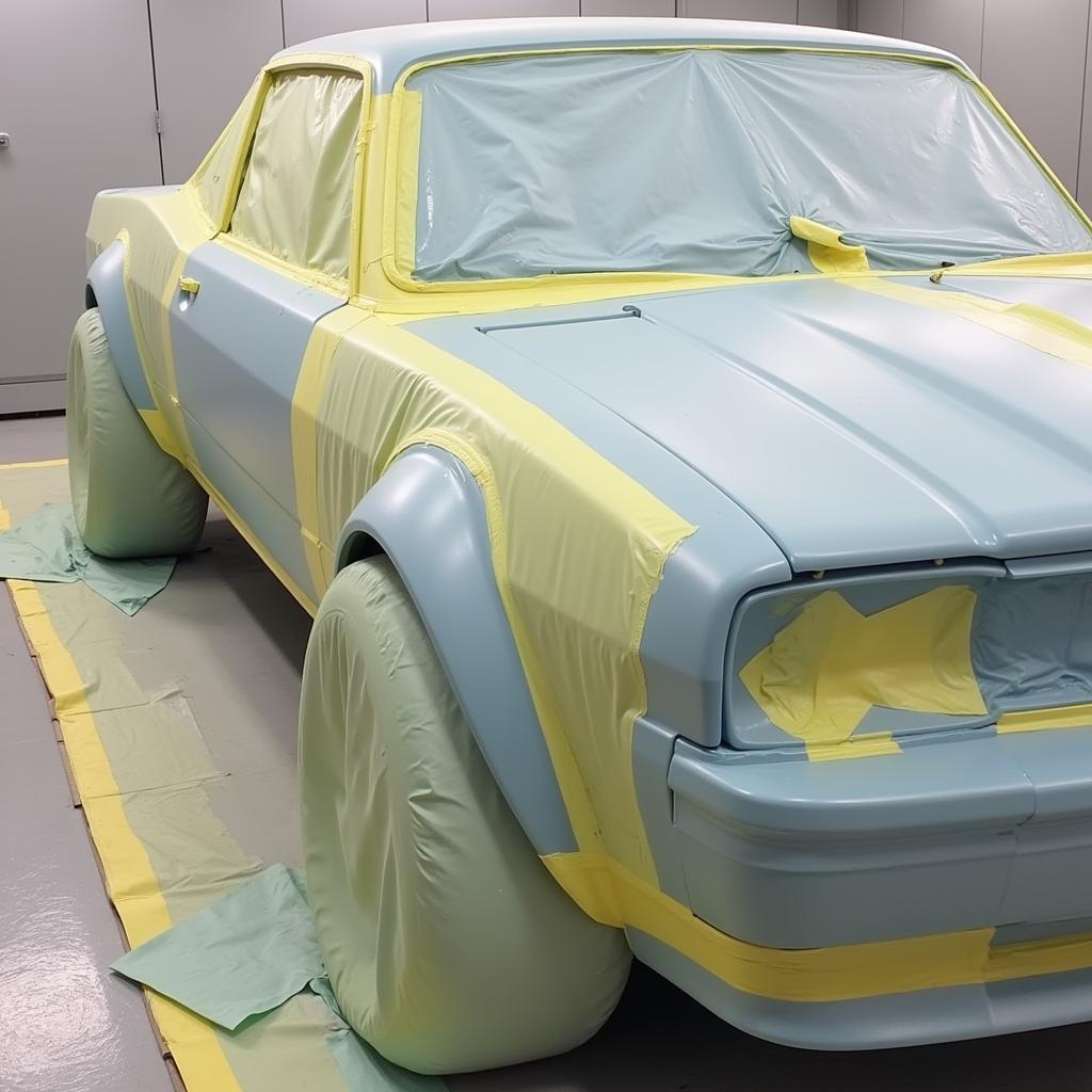 Masking a Car Before Painting for Protection