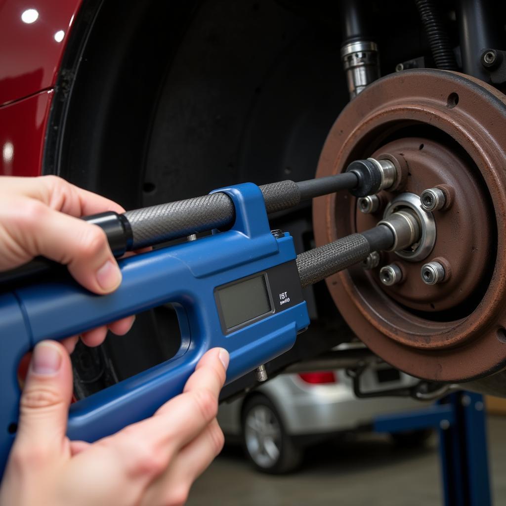 Mechanic Adjusting Car Alignment