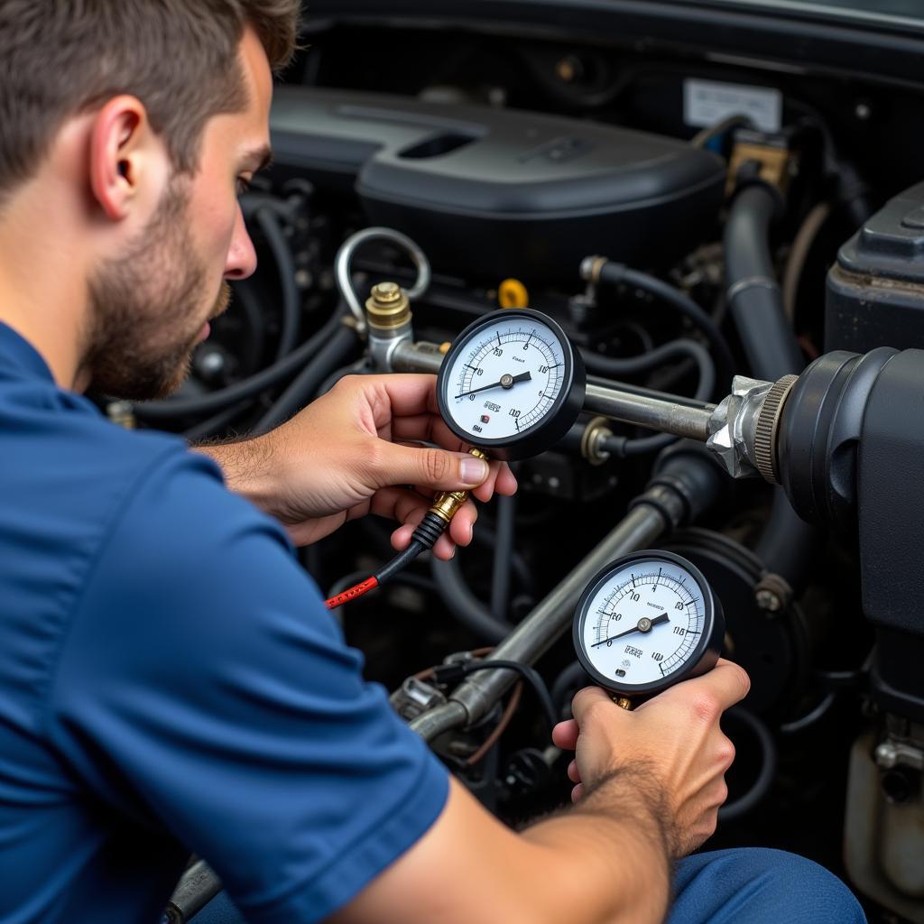 Mechanic Checking Car AC