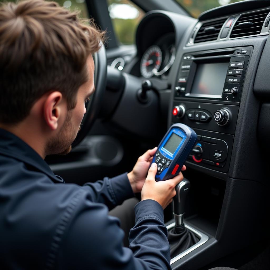 Mechanic Checking Car AC System