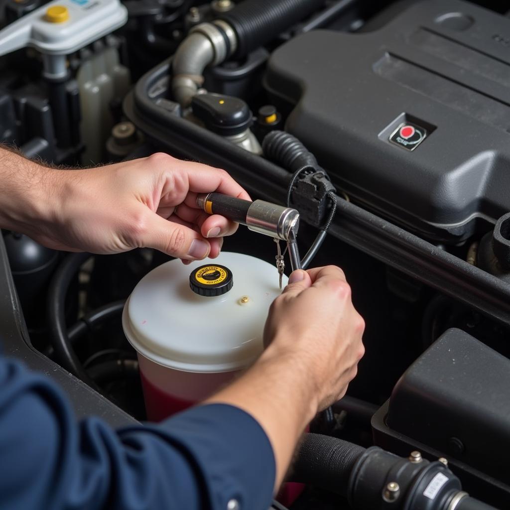 Mechanic Checking Car Coolant