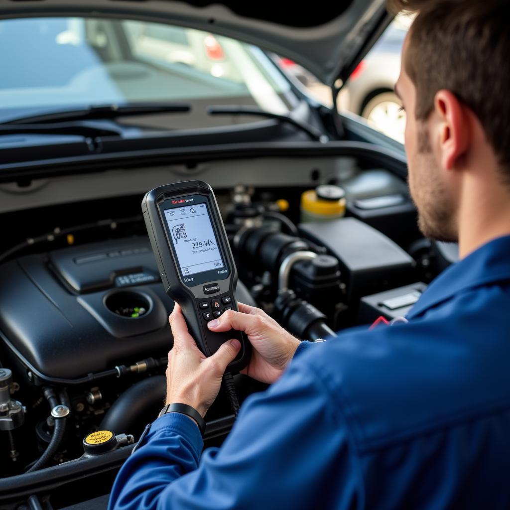 Mechanic Checking Car Emissions