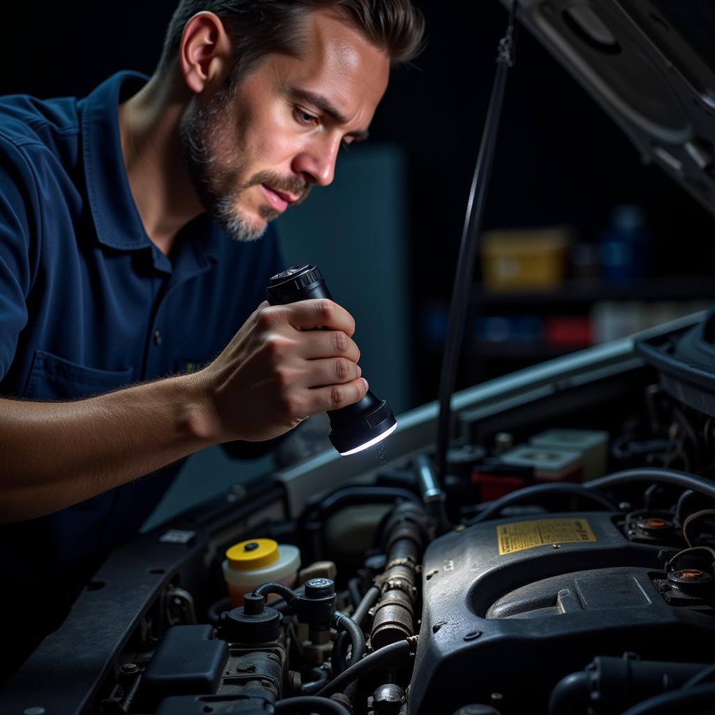 Mechanic Checking Car Engine