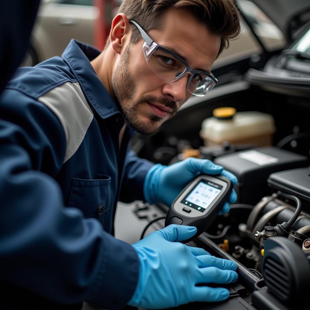 Mechanic Checking Car Engine