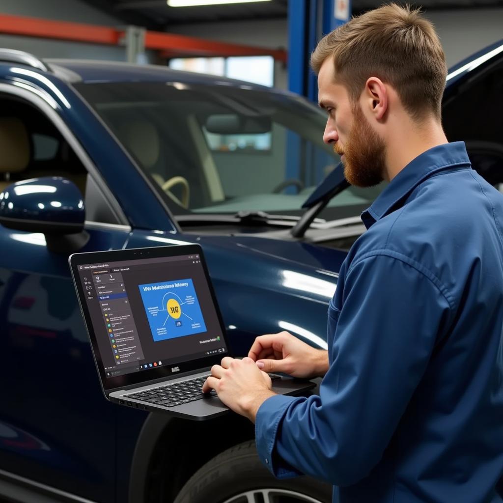 Mechanic Checking Car History