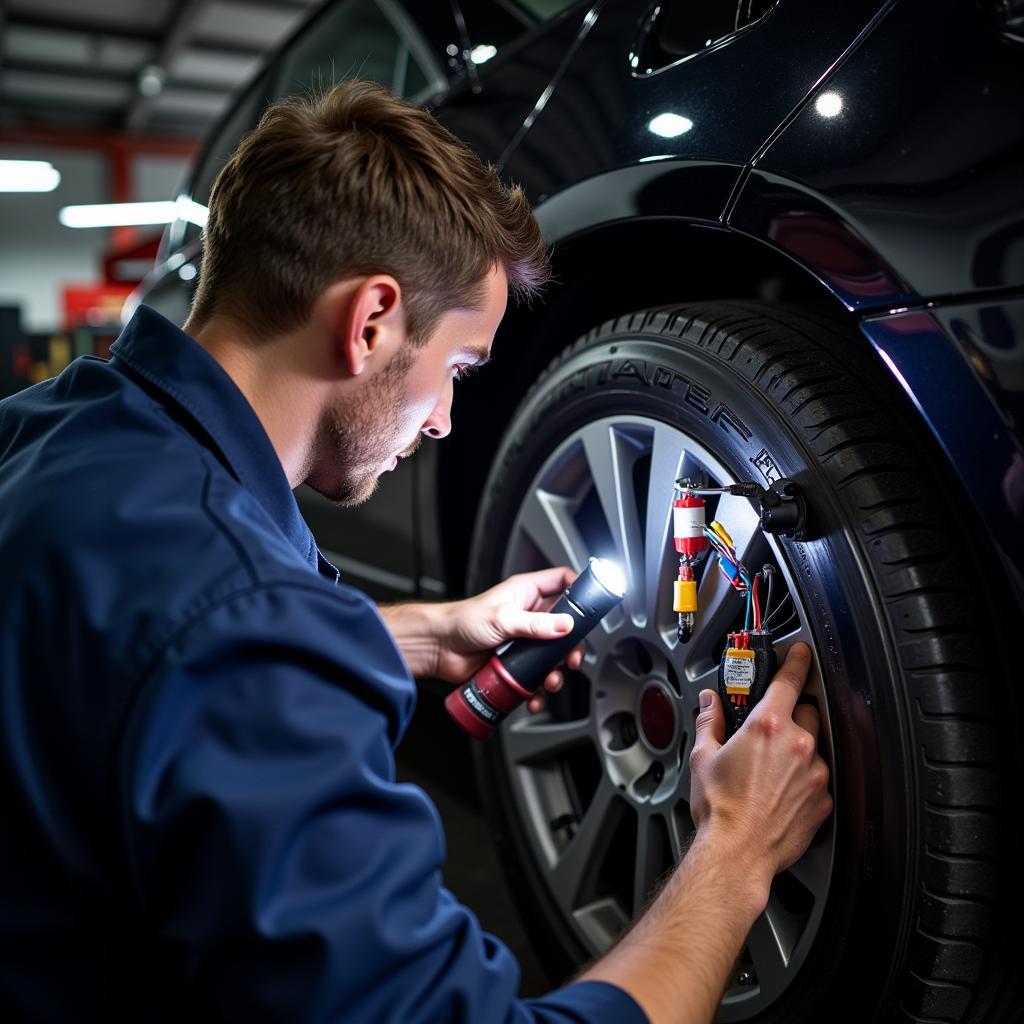 Mechanic Checking Car Wiring Harness