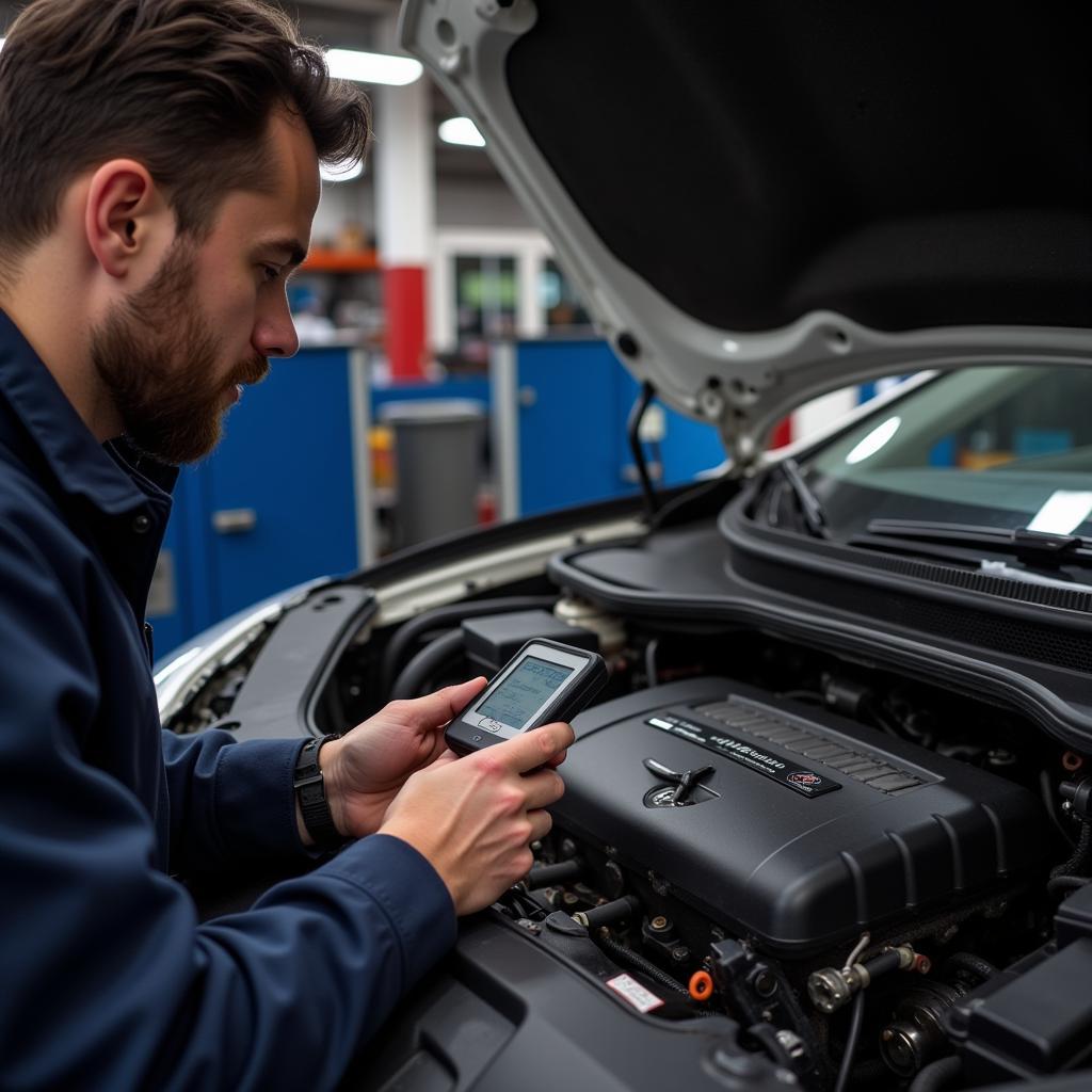 Mechanic Checking Car Engine