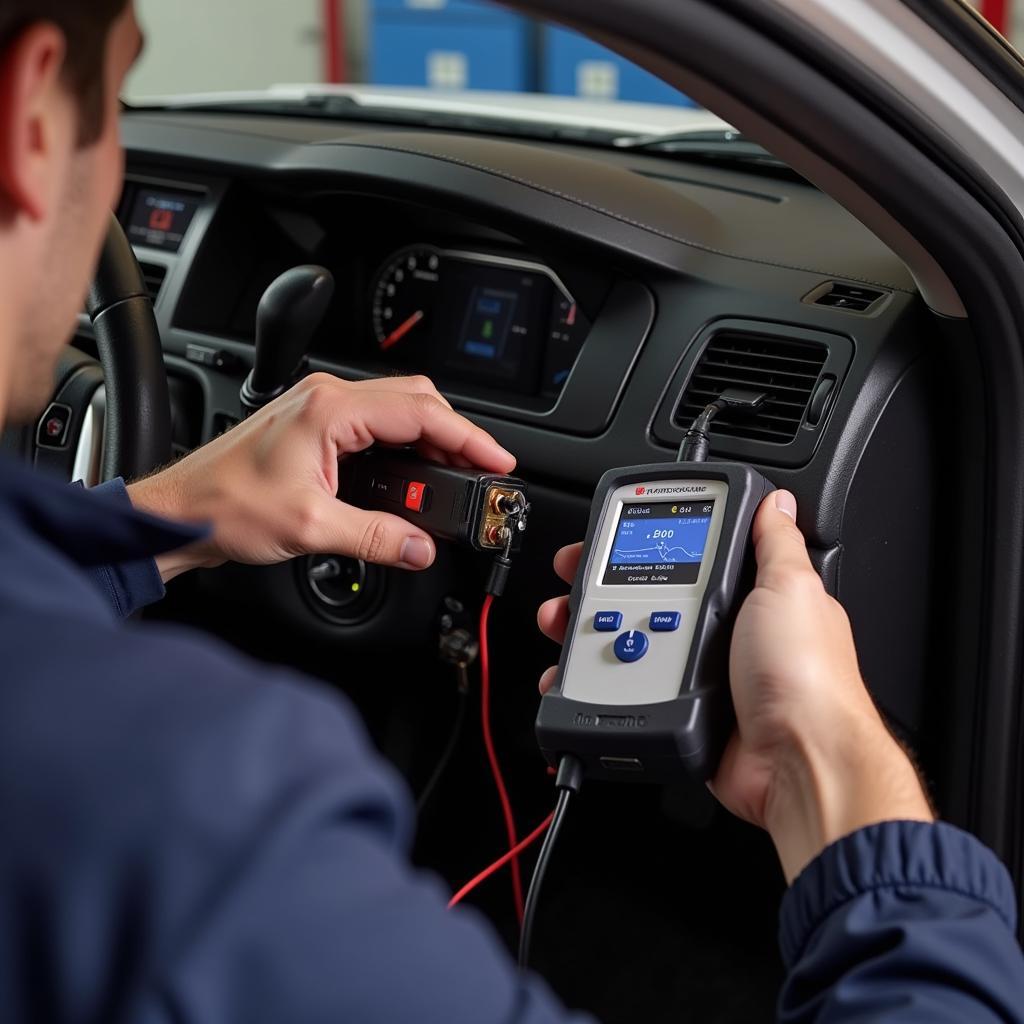 Mechanic Checking Ignition Interlock Device Connections