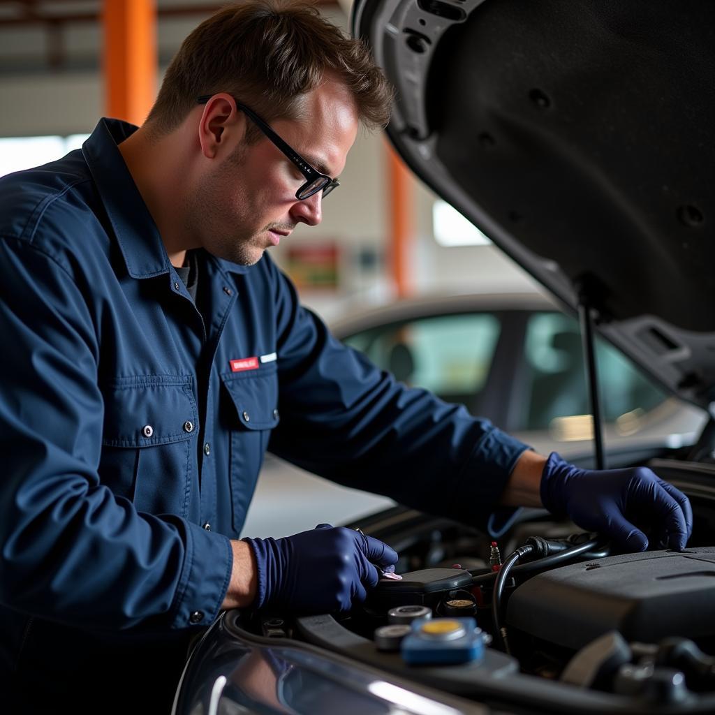 Mechanic Diagnosing Car Electrical System in Marshfield, WI