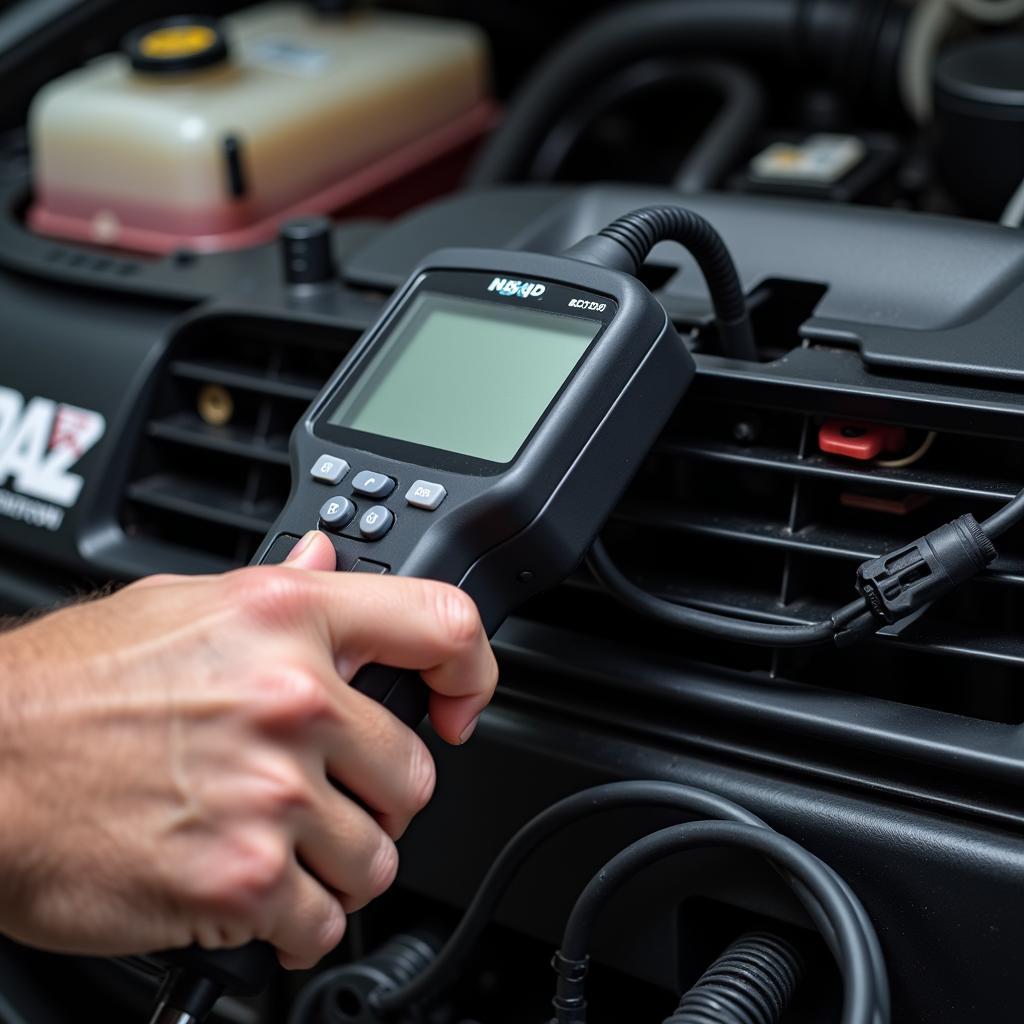 Mechanic Diagnosing Car Emissions