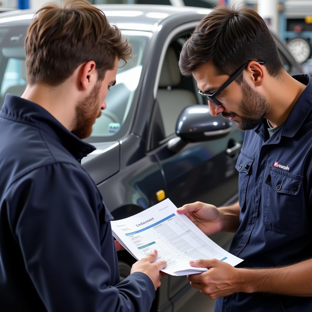 Mechanic Estimating Car Maintenance Cost