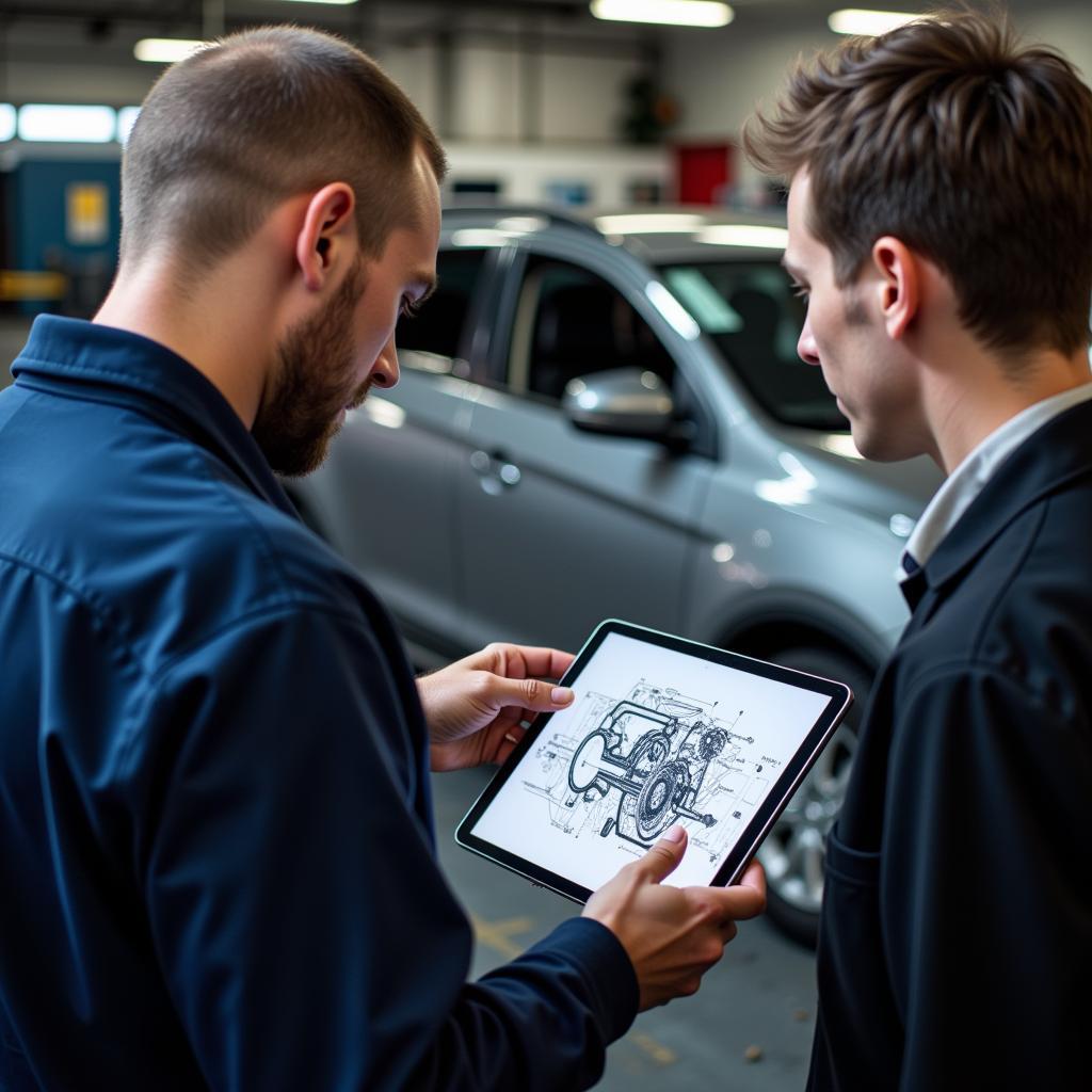 Mechanic Explaining Car Repair to Customer