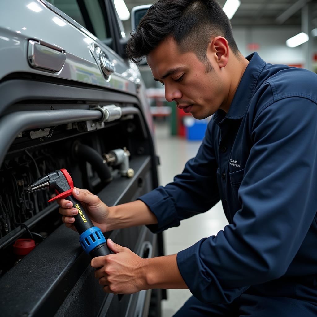 Mechanic Fixing Car AC