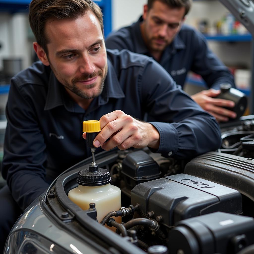 Mechanic Fixing Ethanol Problem in Car