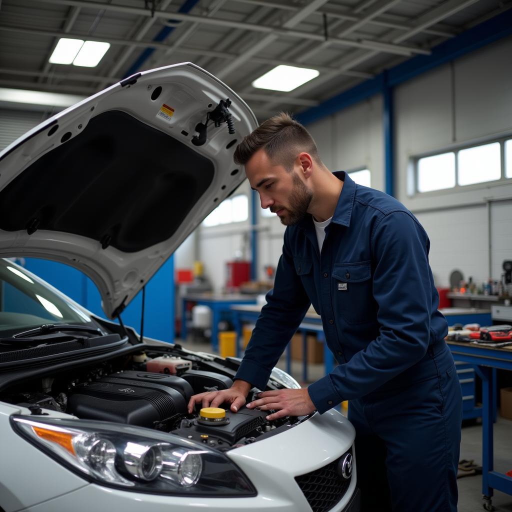 Mechanic Inspecting a Car in Canada