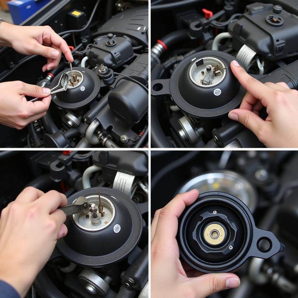 Mechanic Inspecting a Car Engine for Problems