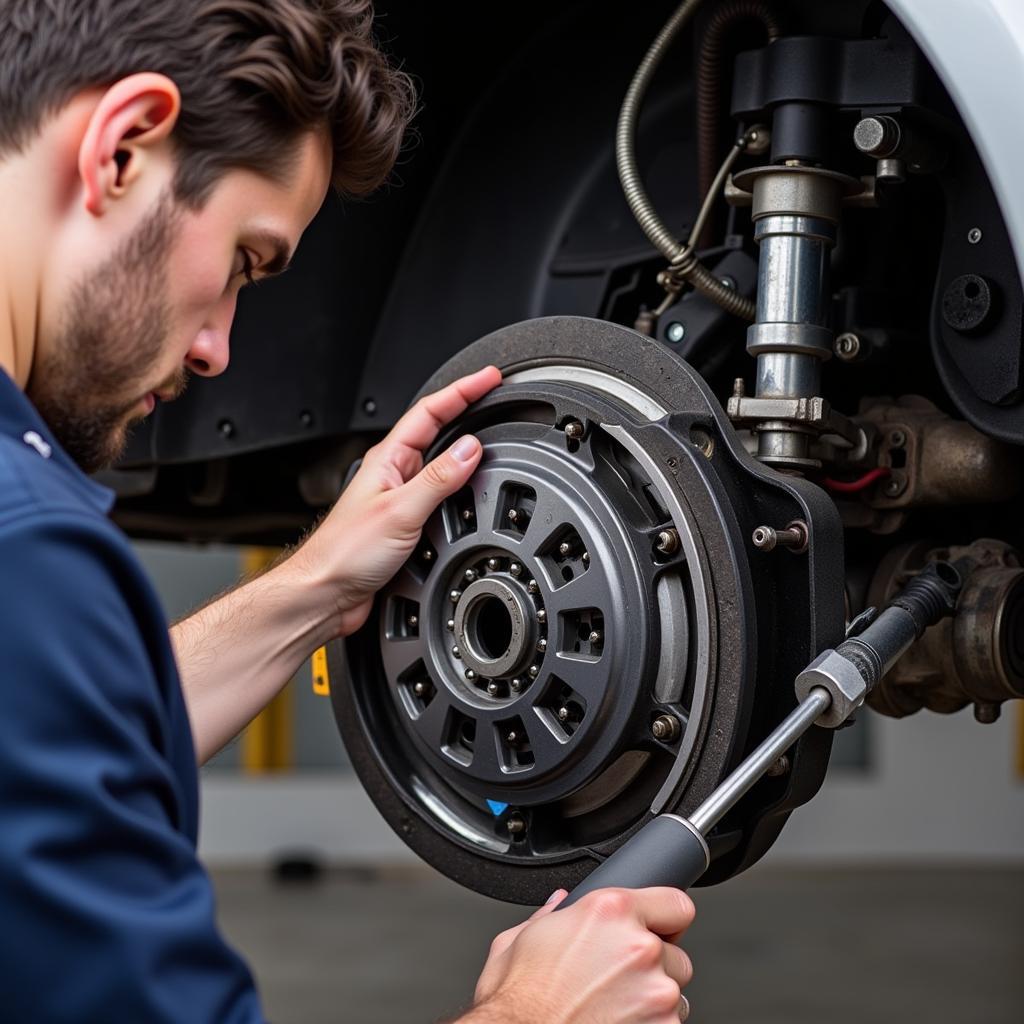 Mechanic Inspecting Clutch System: Diagnosis and Repair