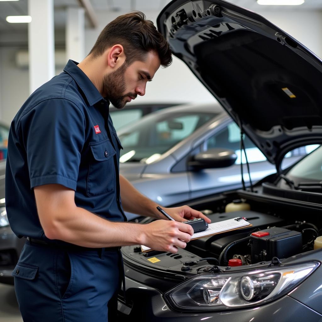 Mechanic Inspecting Used Car