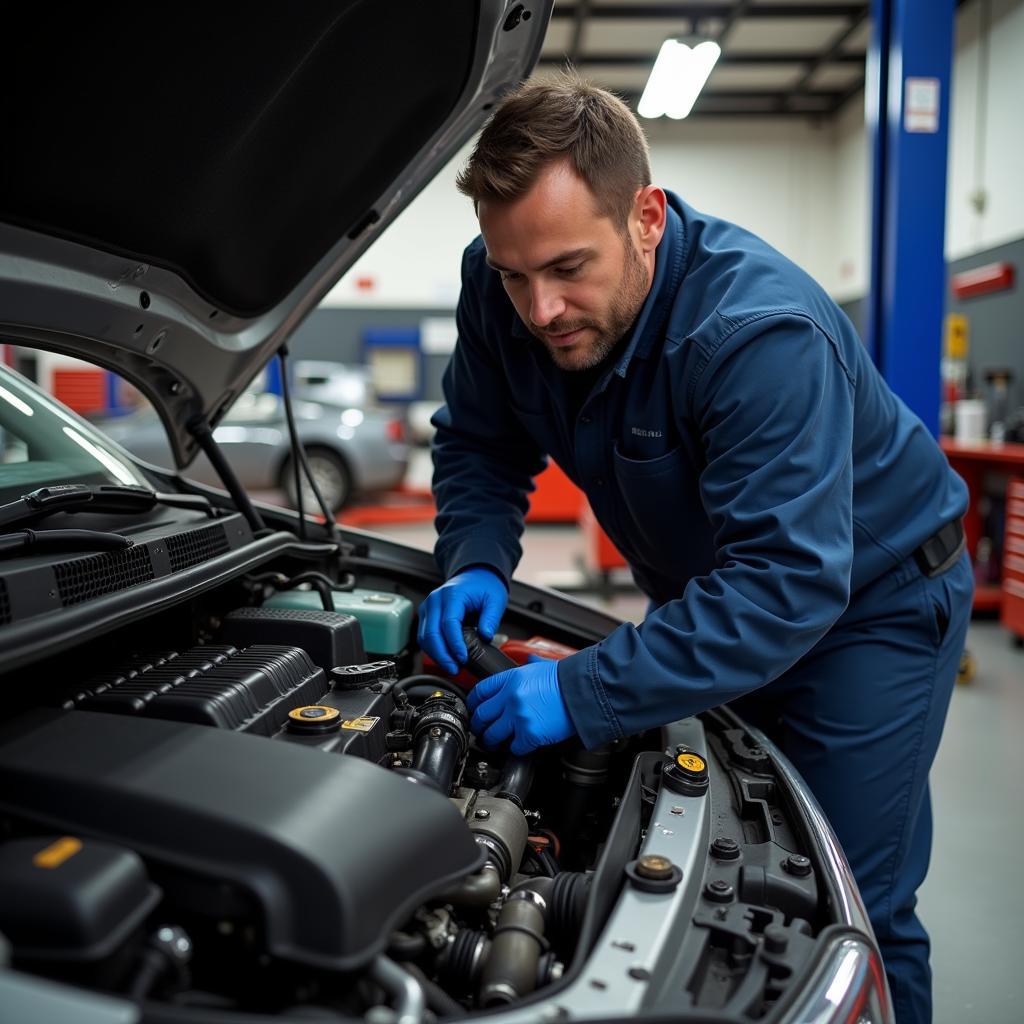 Mechanic Inspecting a Used Car